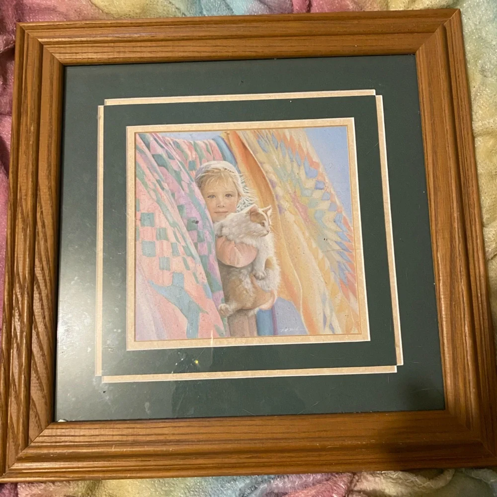 Small Amish Girl and Cat Print